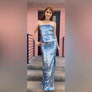 BCBGMaxAzria Blue Sequin Dress